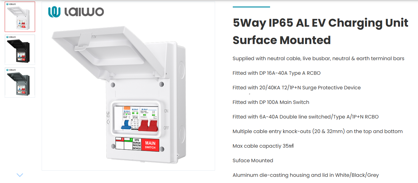 ip65 EV charger consumer unit-wosomelec